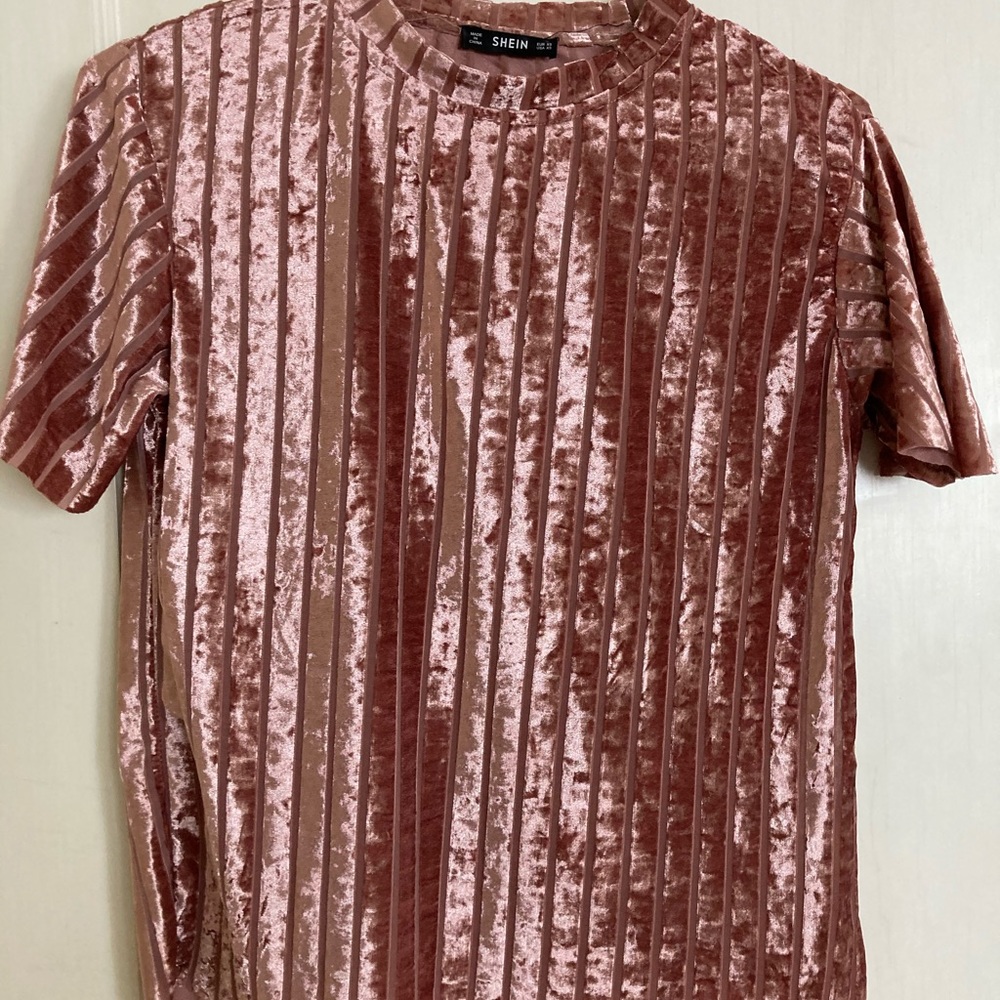 Shein striped metallic velvet tee